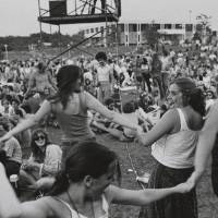 Students having fun on the lawn.